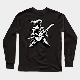 Kawaii Retro Guitar Japanese Novelty Rock Concert Guitar Long Sleeve T-Shirt